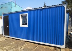 Вагончик синий с боковым входом, окно ПВХ