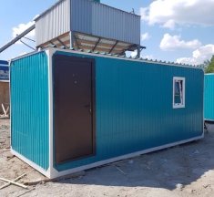 Бытовка бело-голубая, окно ПВХ, обшита ДВП