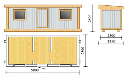 Бытовка БП, деревянные окна, вход по центру Бытовка БП, деревянные окна, вход по центру