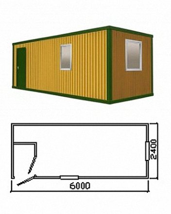 Бытовка БП-6 с кондиционером, тамбур, стены ДВП