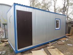 Бытовка серая внутри ДВП, пол линолеум