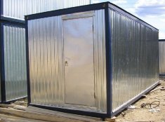 Бытовка с торцевым входом, внутри отделан ЛДСП под офис