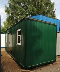 Бытовка зеленая профлист, утепленная, 2 окна