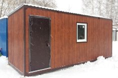 Бытовка 6х2,4 м, цвет темное дерево, утепленная, прорабская