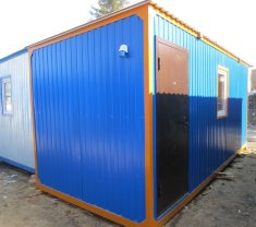 Бытовка синяя пол линолеум, с боковым входом, под офис