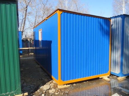 Бытовка синяя пол линолеум, с боковым входом, под офис