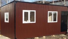 Бытовка с тремя окнами, стальная дверь