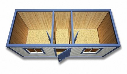 Бытовка светлая, распашная на 2 окна, ДВП